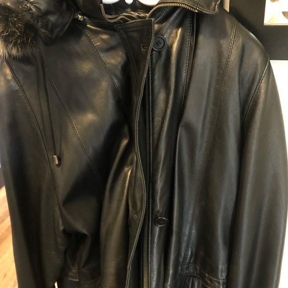 Laurence Roy Lambskin Winter Coat with Fur Hood - Picture 4 of 5